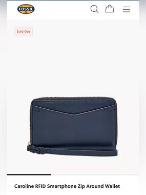 Fossil Navy Zip-Around Wristlet Wallet with Braided Strap